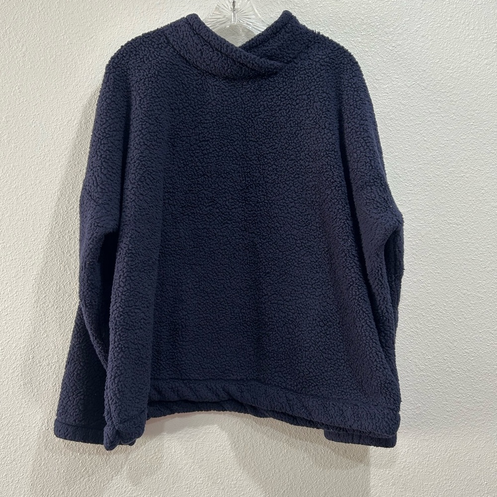Jane & Bleecker Fleece Sweater Womens Size Large Blue Navy Pullover
